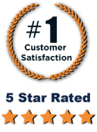 Number One customer satisfaction wreath and five star rating